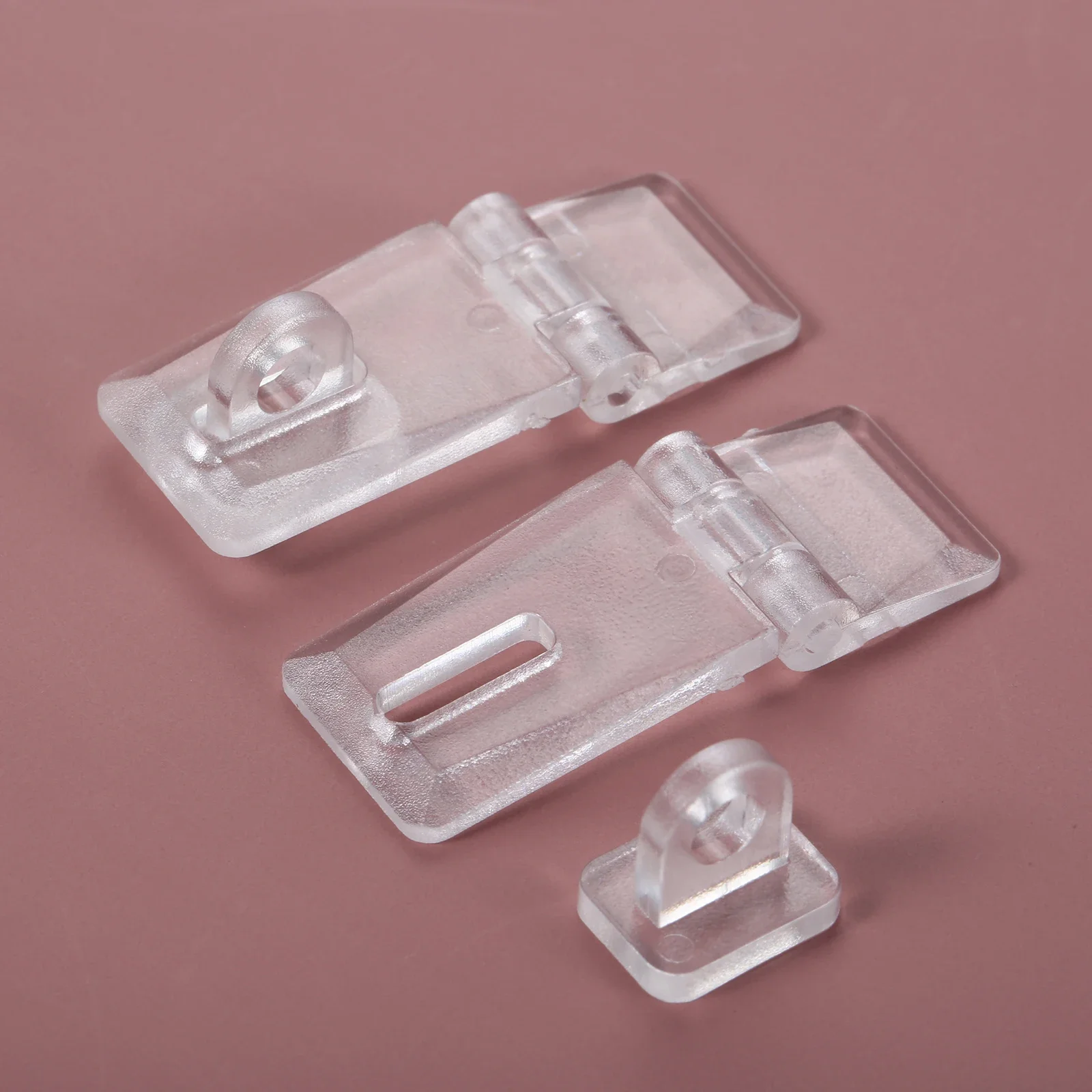 2/4pcs Acrylic Hinge Lock Transparent Mini Hasp Crystal Clear Buckle Concealed Locking Jewelry Box Cabinet Door Drawer 41mm/1.6&rdquo;