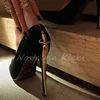 Fashion Suede Stiletto Heel Sword Design Pumps Pointed Toe Metal Embellished Elegant Evening Shoes Party Ladies Dress Shoes 2