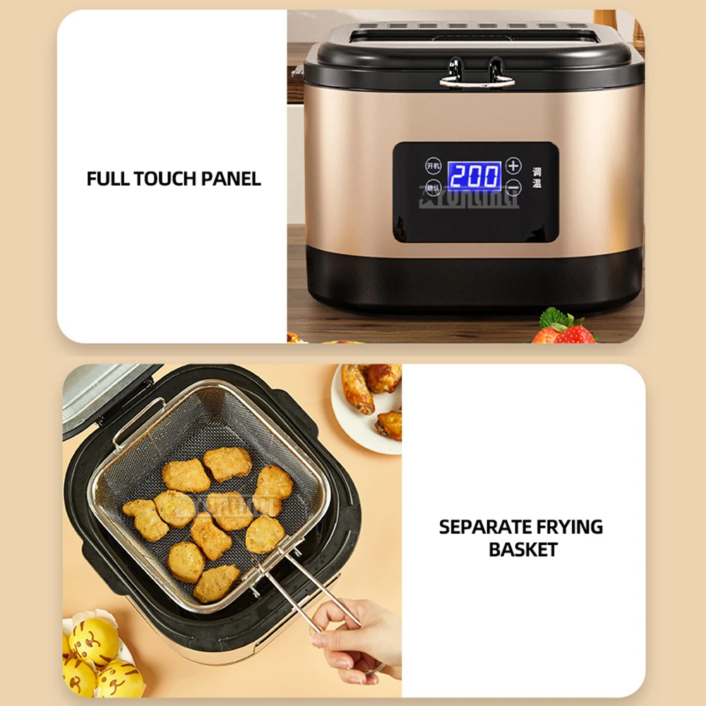 Household Large Capacity Electric Deep Fryer Intelligent Temperature Adjustable Frying Machine