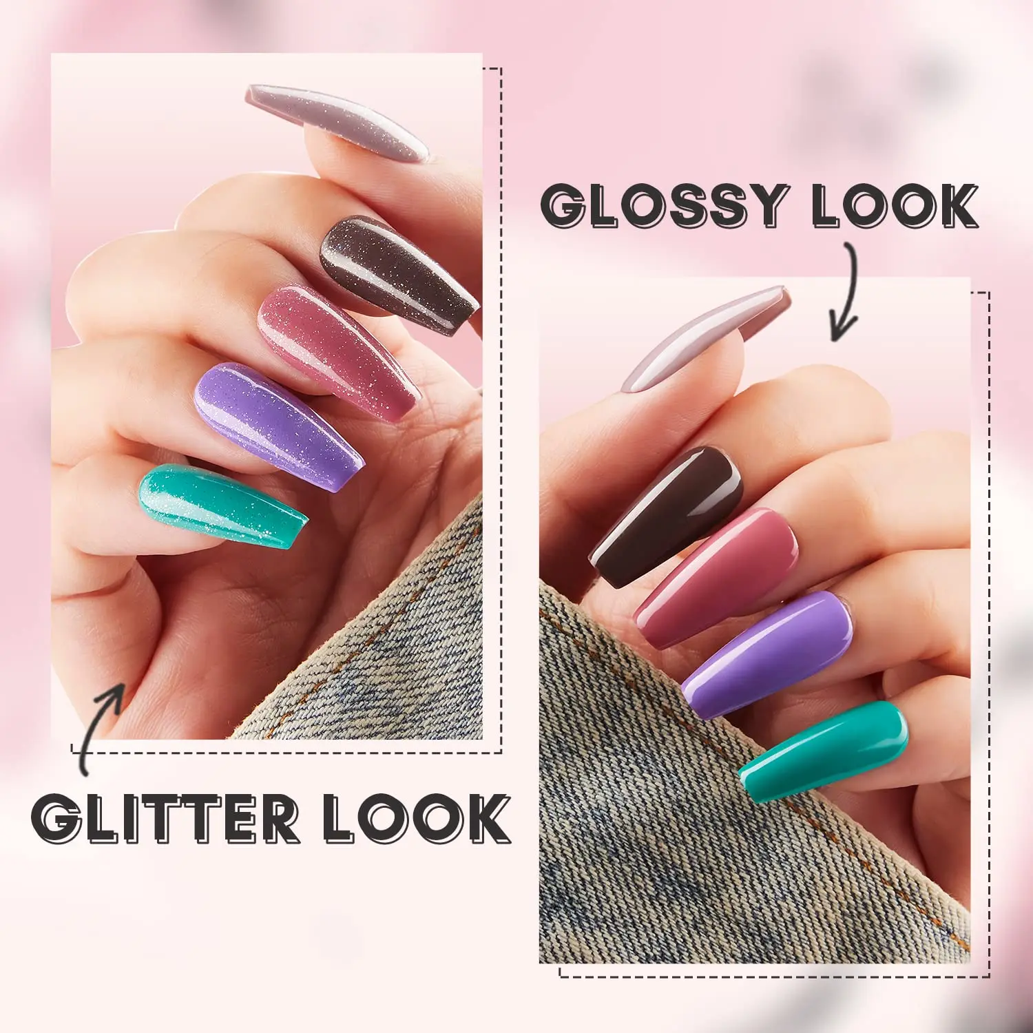 Makartt Holographic No Wipe Top Base Coat Set Soak Off UV LED Gel Nail Polish Glitter Mirror Top Base Coat Poly Nail Gel Shine 3