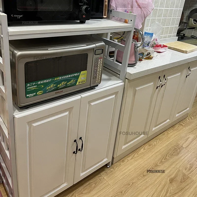 Nordic Simple Kitchen Cabinets Home Kitchen Furniture Storage Cabinet Multi-functional Microwave Kitchenware Storage Cabinets 5