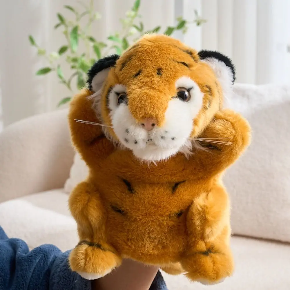 스토리텔링 동물 호랑이 손인형 시뮬레이션 소프트 핸드 핑거 스토리 인형 조기 교육용 20cm 봉제 호랑이 스토리타임