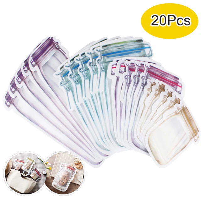 Újrahasznosítható Kőműves Edény Palackok Diófélék Cukorkás Sütik Táska Vízálló Pecsét Friss Élelmiszer -Tároló Snackek Szendvics Zip Zárzsákok