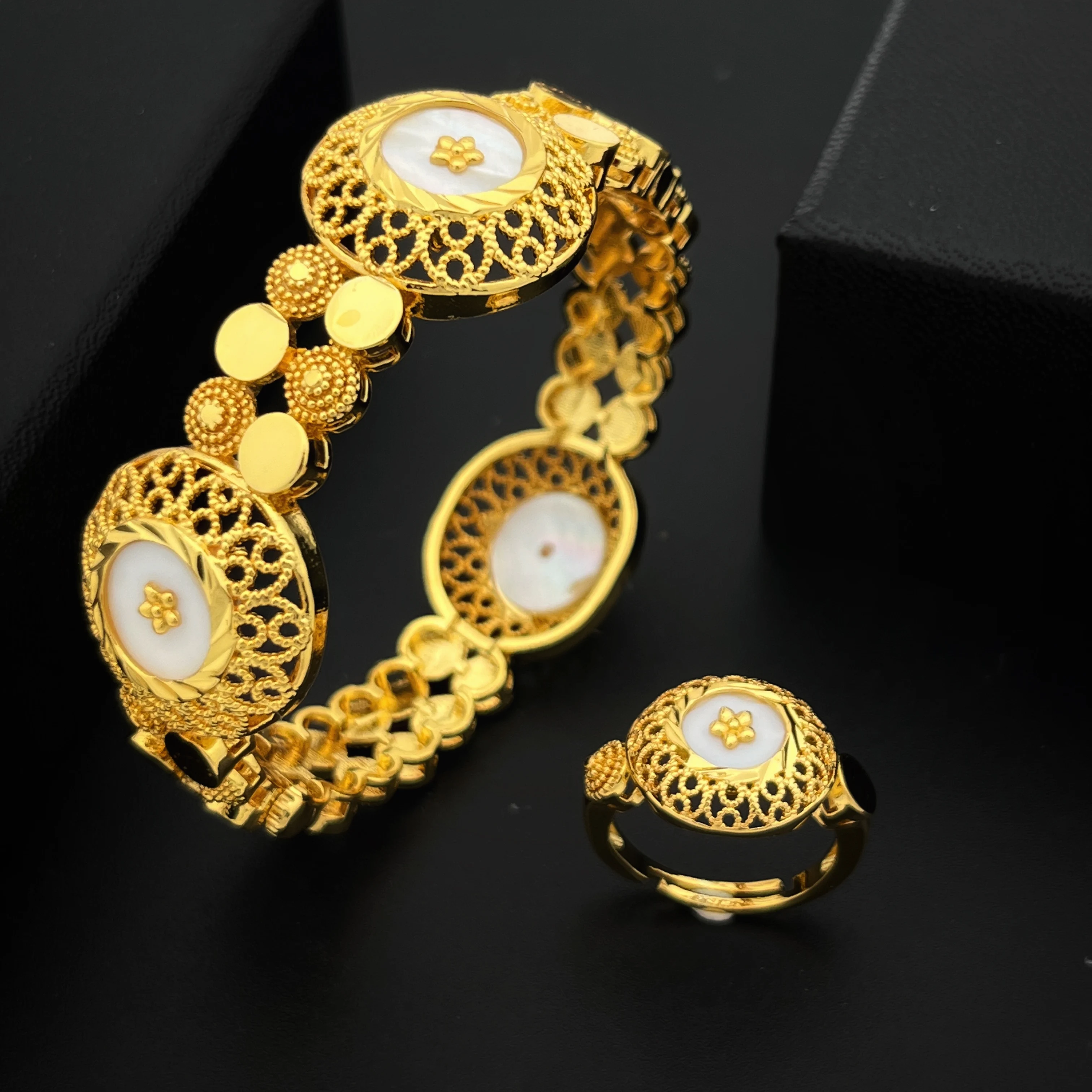 Stylish African and Middle Eastern Handcrafted Bracelet and Ring Set - Streamlined Design, Exquisite and Delicate, Demonstrating
