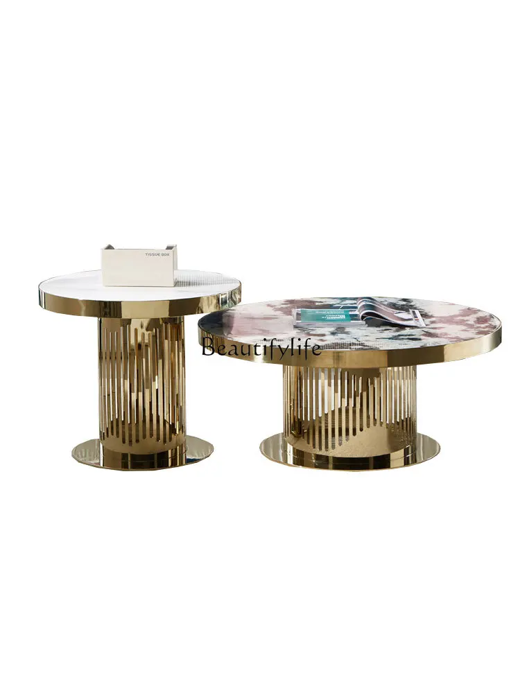 Modern Minimalist round Living Room Coffee Table Combination Light Luxury Creative Nordic Marble Nested Tables
