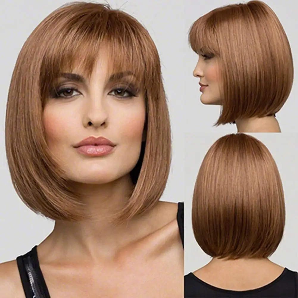 Short Wigs Fashion Silky Realistic Bob Wigs Short Straight Wig Lady synthetic wig