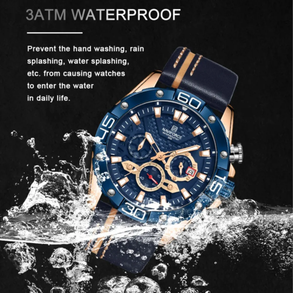 Quartz Watch For Men Luxury Sports Watch Top Brand Chronograph Waterproof Clock Genuine Leather Strap Men Watch Montre Homme
