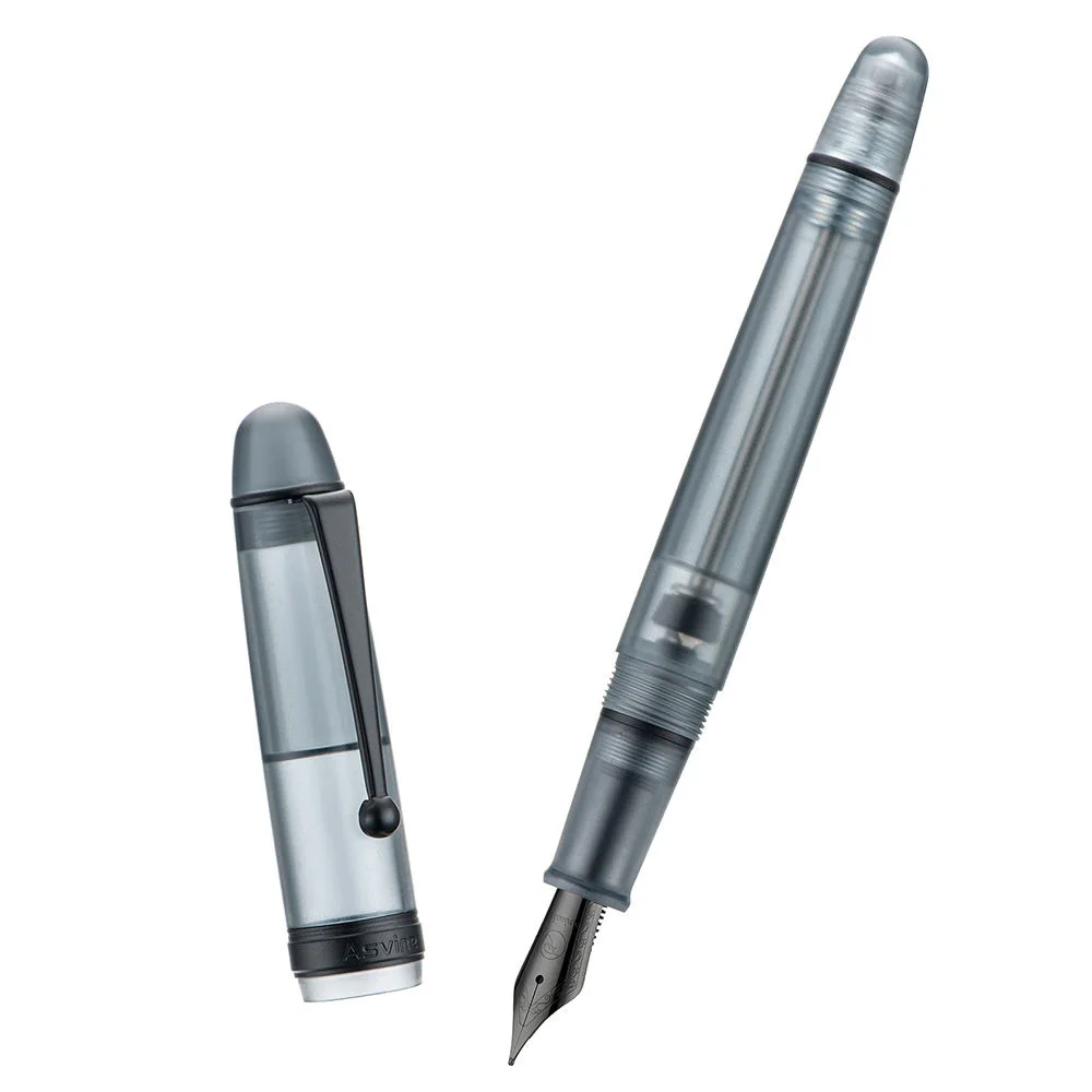 Newly Asvine V126 Vacuum Filling Fountain Pen Matte Black Titanium EF/F/M Nib Acrylic Writing Christmas Gift Pen For Office