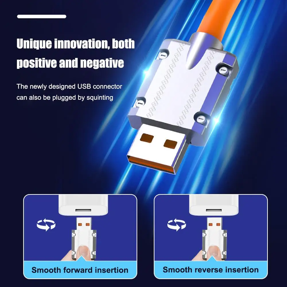 120W 6A 실리콘 케이블 USB C 충전기 케이블 iPhone 14 13 12 11 Pro Max Mini 180 회전 초고속 충전 유형 C 와이어 코드