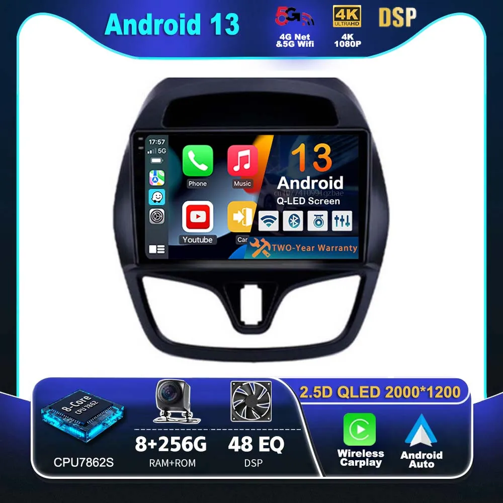 

9" Android 13 Carplay Car Radio For Chevrolet Spark Beat 2015 - 2019 Multimedia Video Player Navigation GPS Stereo 2DIN WIFI+4G