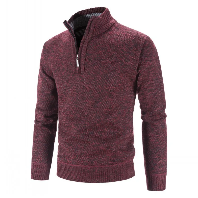 New Winter Men's Fleece Thicker Sweater Half Zipper Turtleneck Warm Pullover Quality Male Causal Knitted Wool Sweaters for Men