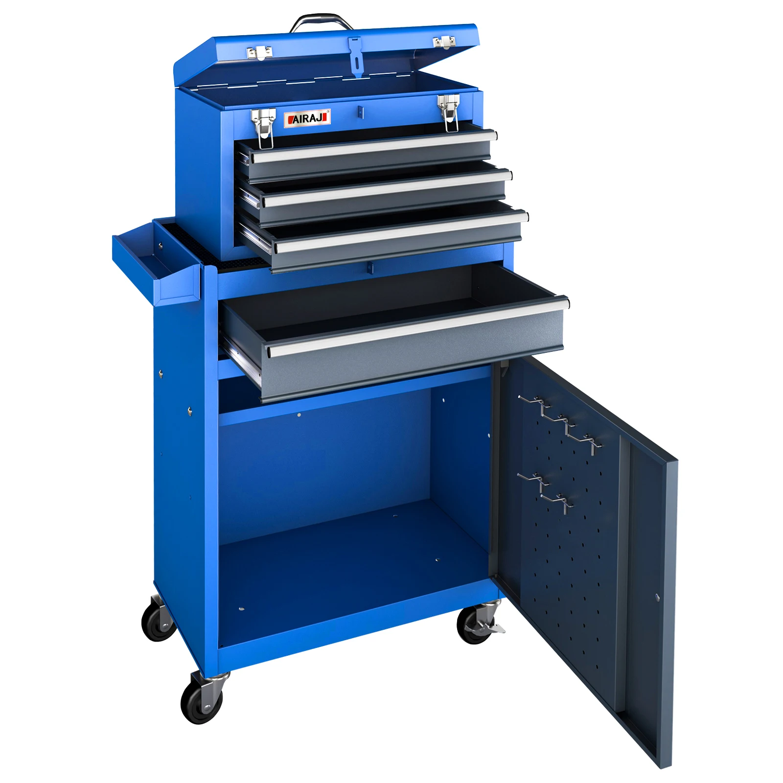 AIRAJ Tool Chest with Wheels & 4 Drawers Tool Chest Storage with Portable Toolbox Tool Cabinet Combo by Self-Locking System