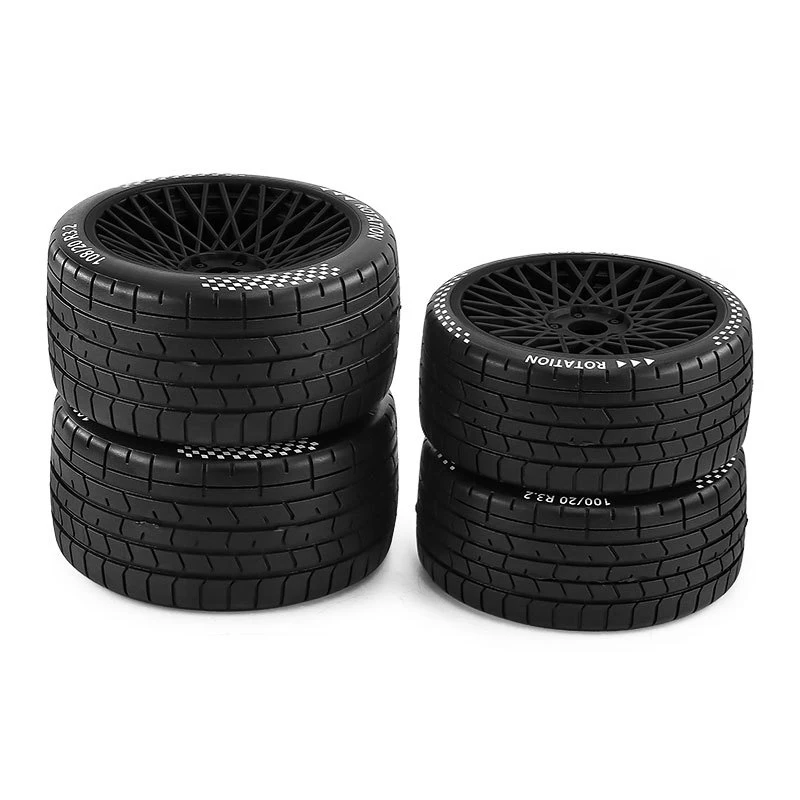 Vue latérale des pneus RC 100/108mm 4x4, flancs renforcés pour résister aux chocs en tout terrain.