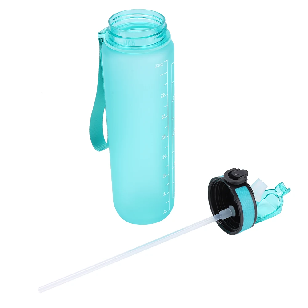 1000ml Sports Water Bottle Leakproof Plastic Frosted Cup BPA-Free Portable Drinking Cup with Time Scale for Camping Running 6