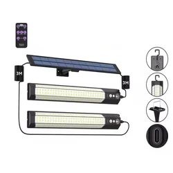 Enhanced Solar - Powered LED Motion Sensor Wall Lamp - Waterproof Garden Decor Light with Remote Control and Adjustable Modes (2 lights tube)