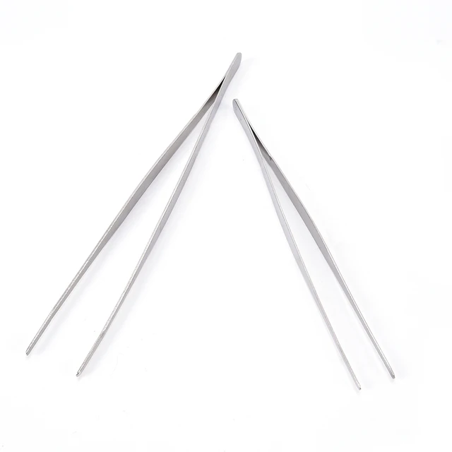 Stainless Steel Toothed Tweezer Long Barbecue Food Tong Straight