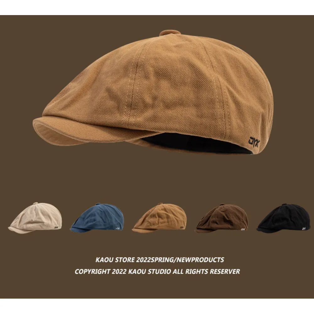 Nuovo cappello giapponese retrò, berretto reversibile a becco d'anatra per uomo, cappello da giornalaio color cachi, basco alla moda, cappello da pittore_voghion.com