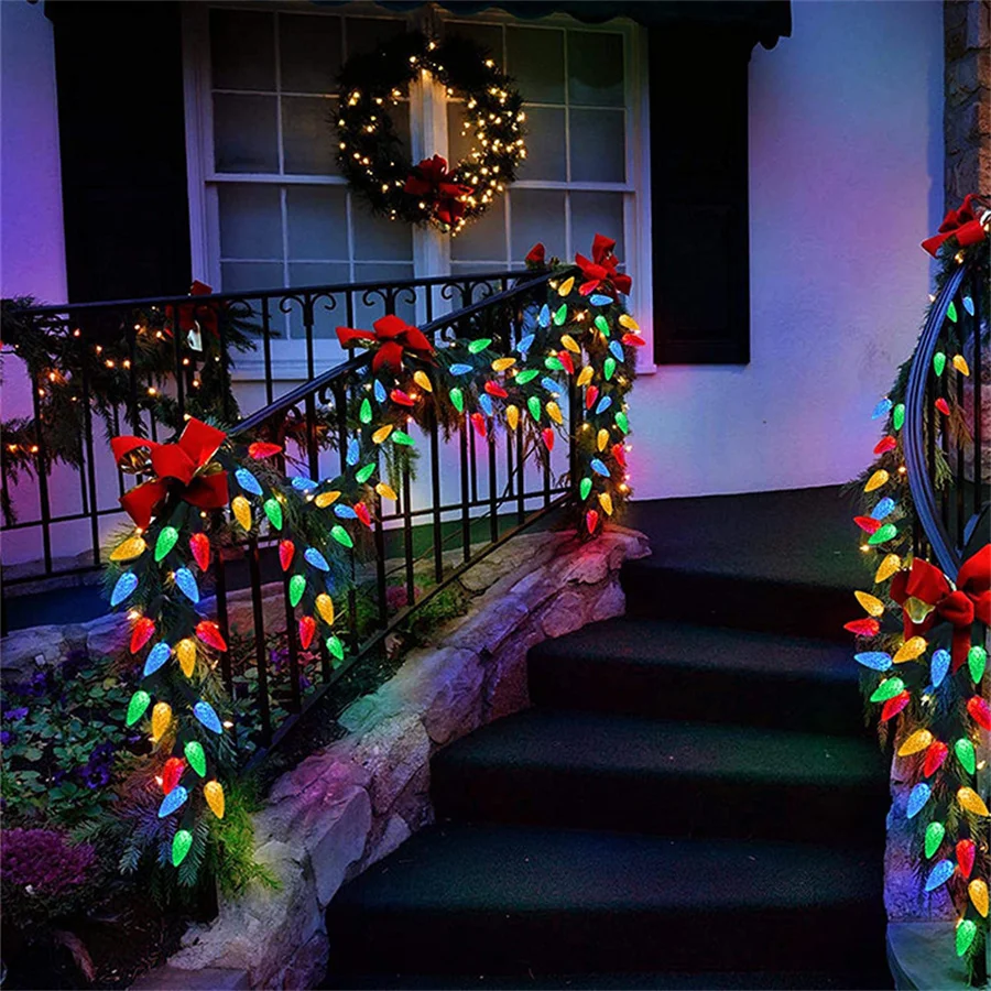 New 50/100 LED Strawberry Christmas Tree String Lights Outdoor Garland Fairy Lights for Patio Garden Party Wedding Holiday Decor