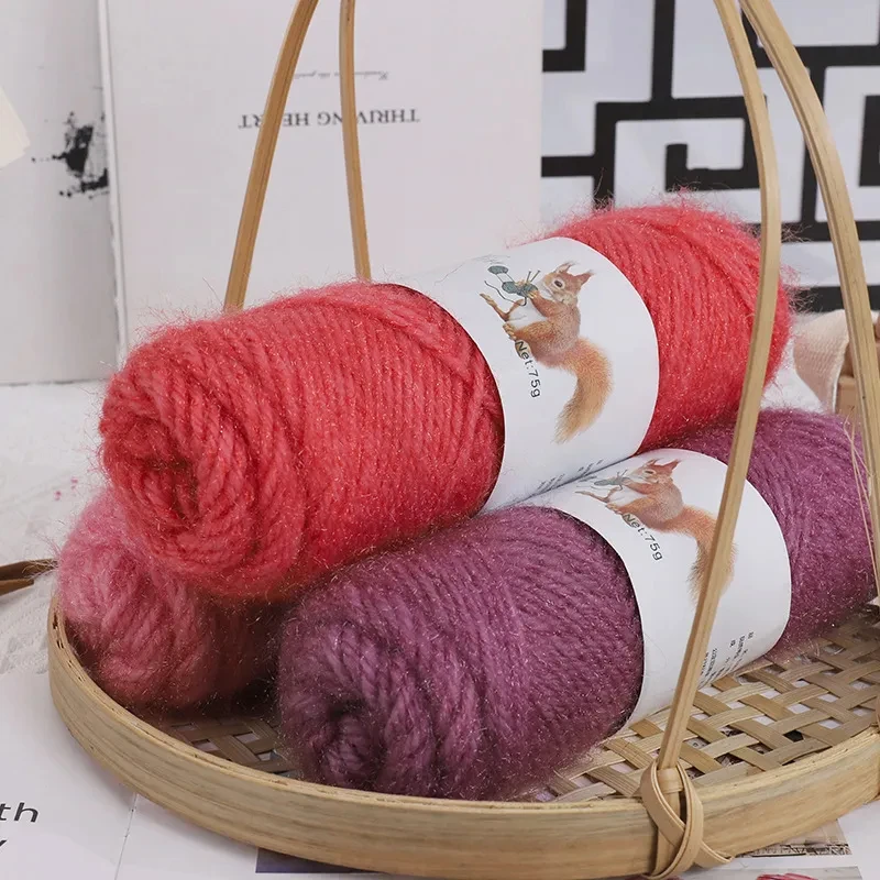 75g/ball Mohair Yarn Handmade DIY Knitted Medium Thick Bright Silk Thread Scarf Crochet Hook Hat Baby Thread 5