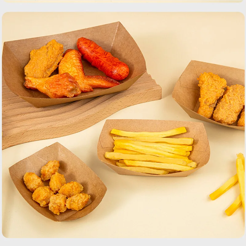 5/10 Pack Brown Kraft Paper Food Trays Disposable Snack Boats for Wedding Parties BBQs ... - SKU KPFT2306 - UGI Packaging