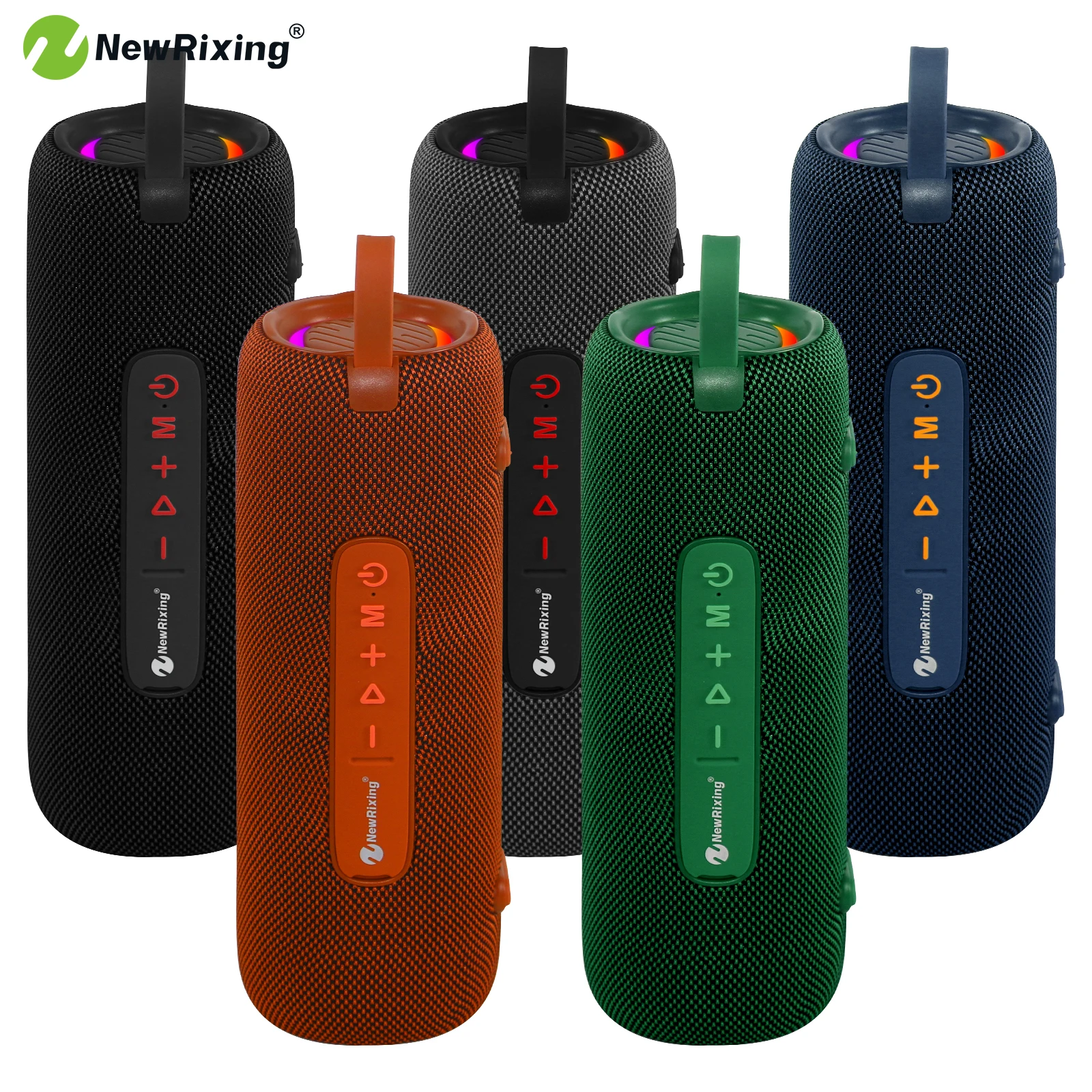 NewRixing 16W Portable Wireless Speaker,Outdoor speakers,BT speaker,Fabric appearance,RGB lights,Suitable for BT/AUX/TF/USB/TWS
