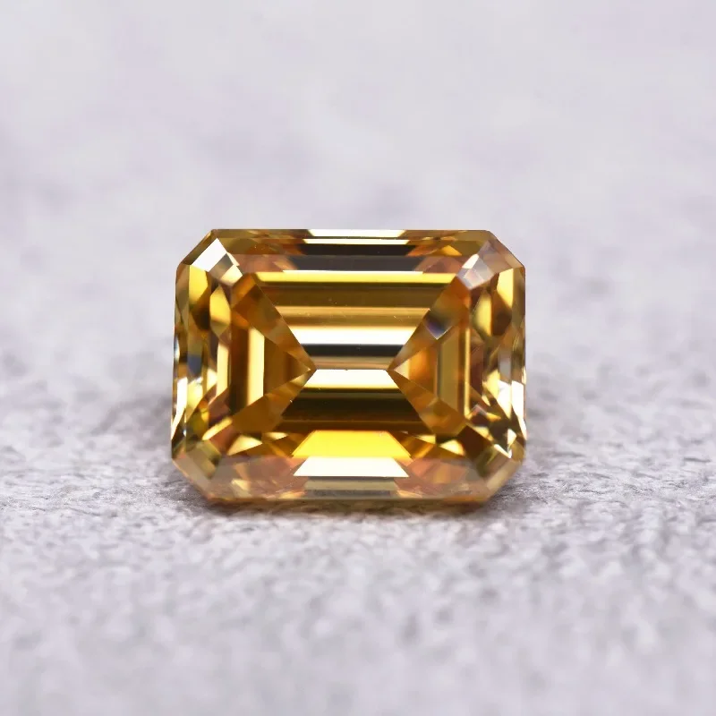 Moissanit-Stein im Smaragdschliff, Champagnerfarbe, im Labor gezüchteter Edelstein für DIY-Schmuck, Ringherstellung, Hauptmaterialien mit Zertifikat – Detail 4