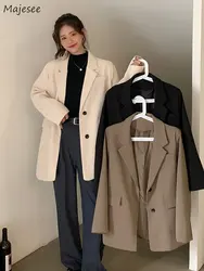 Korean Preppy Style Casual Blazers Women Streetwear Young Girls All-match Chic Fashion Simple New BF Design Outerwear Ins Autumn