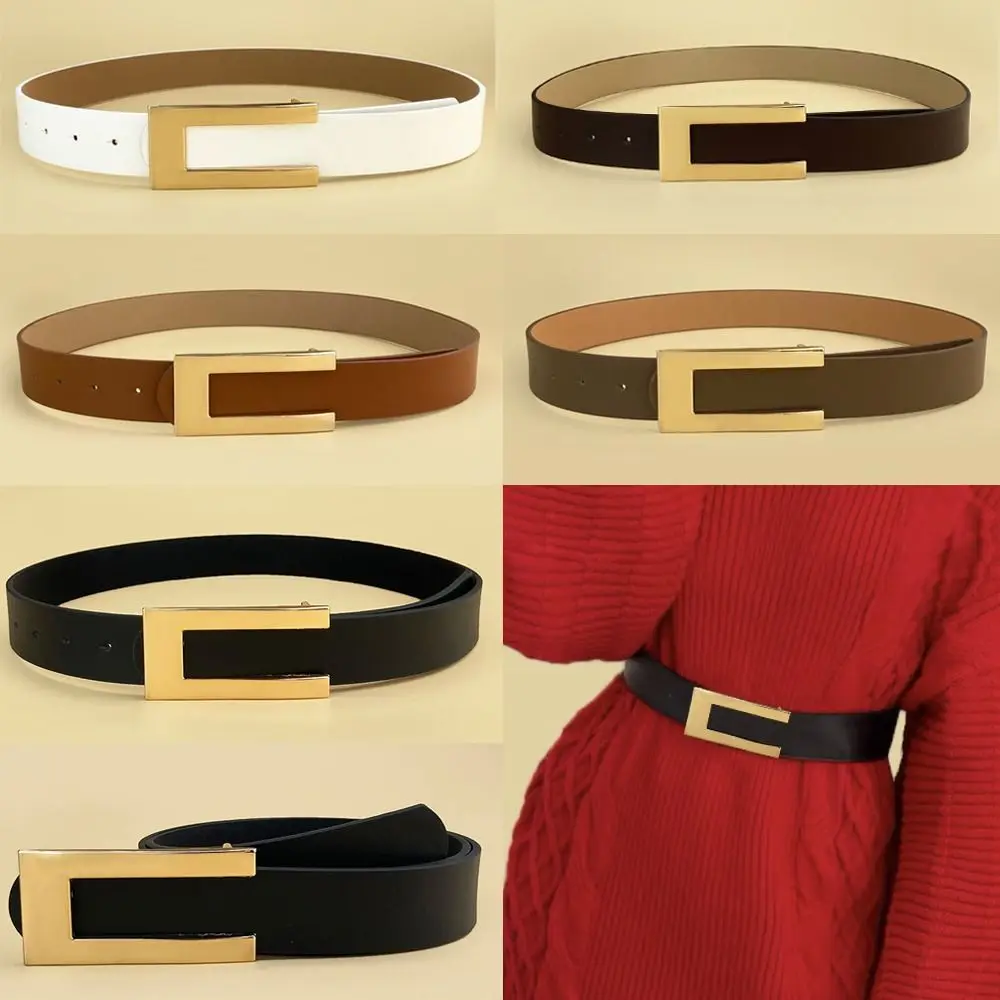 

Luxury Design Leather Belt Fashion Versatile Casual Waist Strap Slide Buckle Waistband