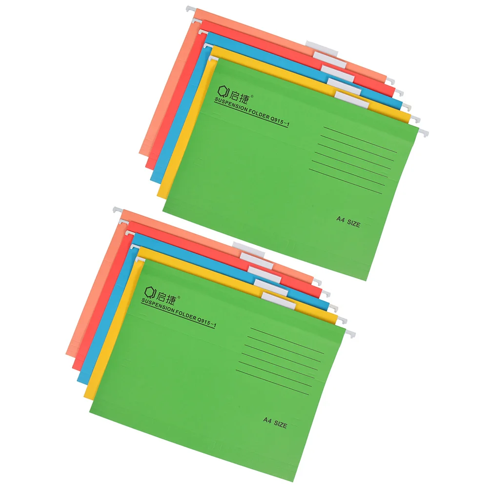 Color Transparent Folder Wall File Organizer 10 Pcs Folder Filing Cabinet Folders Pocket Thicken File Hanging Coupon Container Office