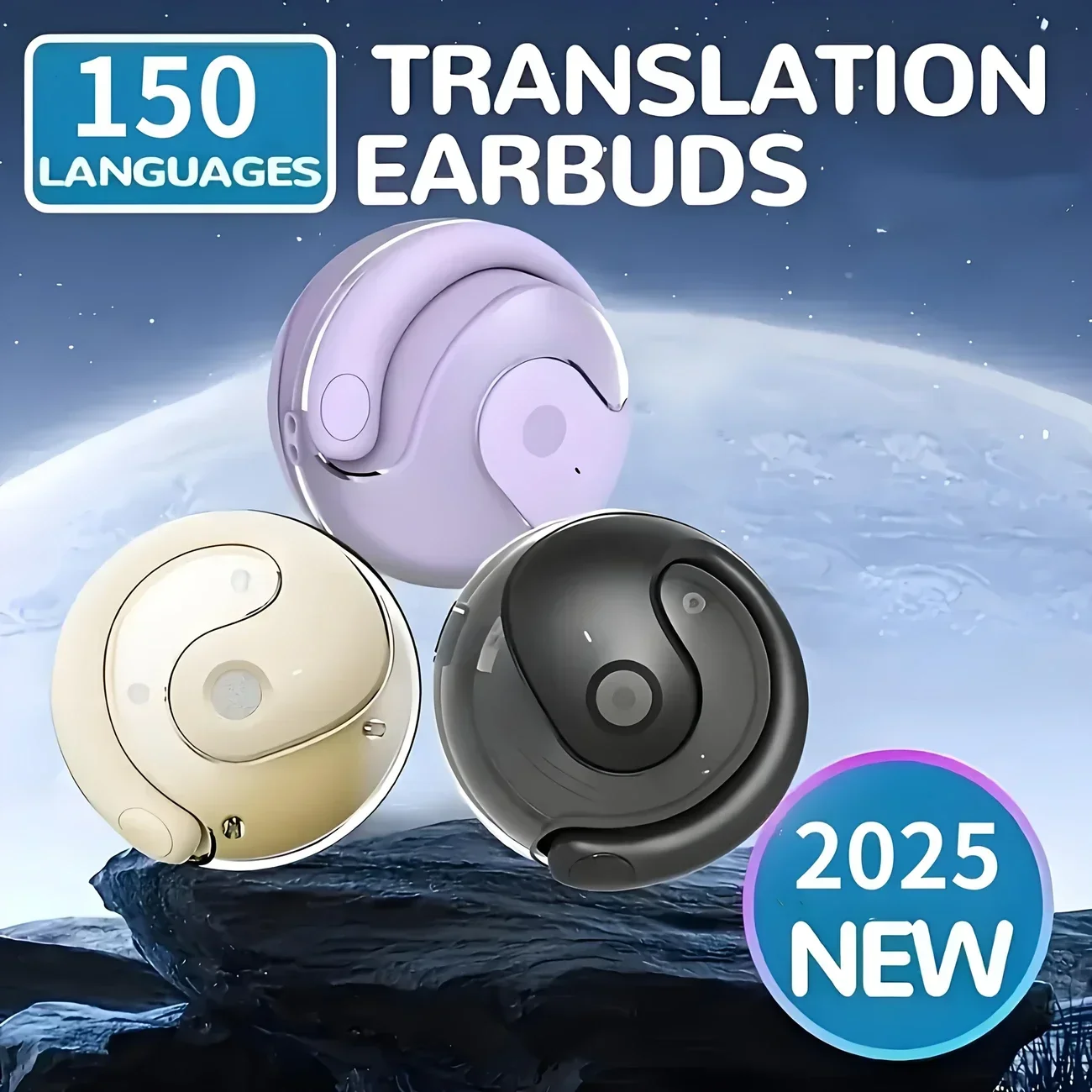 150 languages ai earbuds with 95 translation coverage noise canceling calls for music meetings travel usb type c charging wireless compatible free lanyard ideal for work gym wireless earbuds details 0