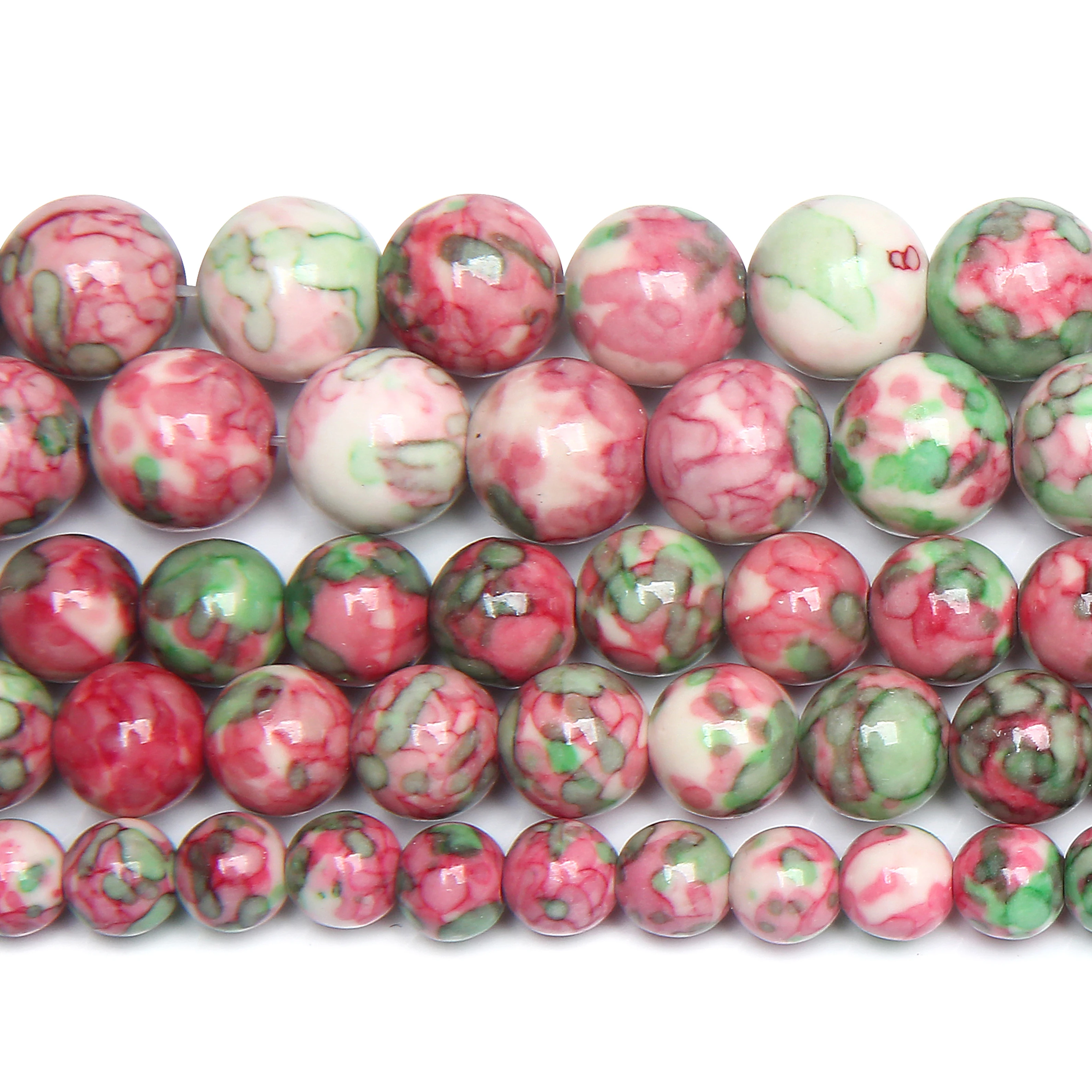 Vibrant Natural Orange and Black Stone Beads - Round & Colorful Strand