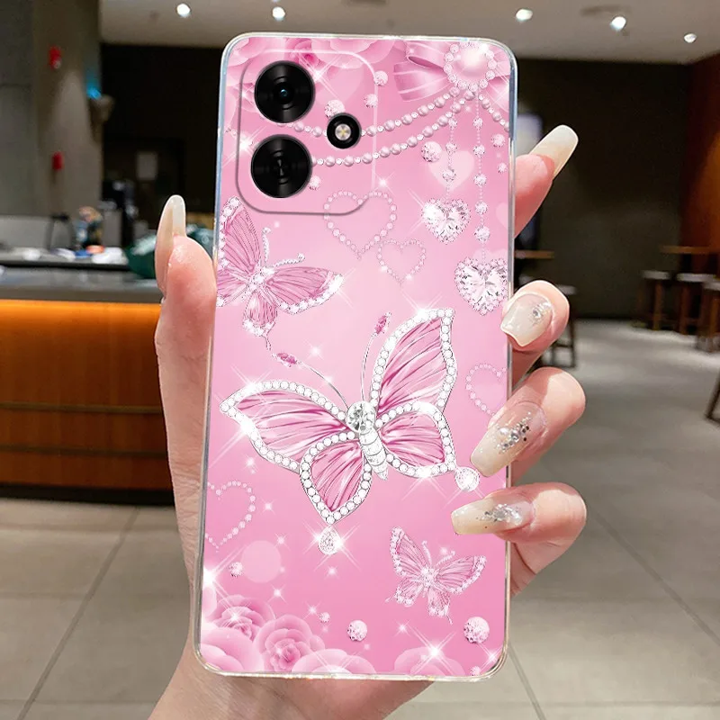 Clear Luxury Fashion Butterfly Flowers Soft TPU Silicone Phone Case