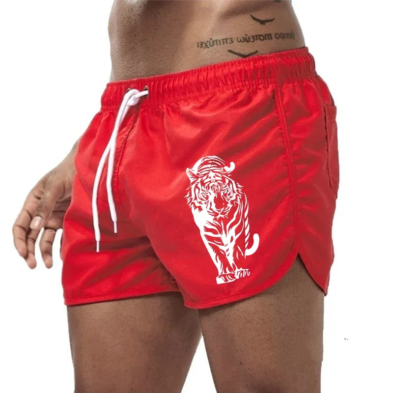 Mens Beach Shorts Tiger Design Quick Dry Running Cycling