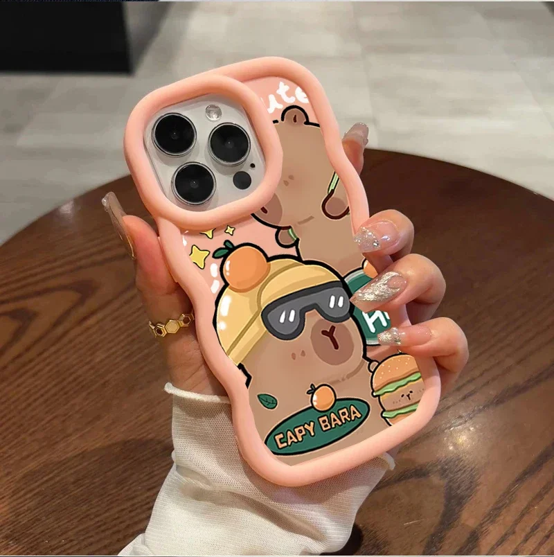 Adorable Cute Capybara Wave Side Phone Case Cover