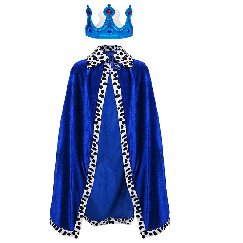 thumbnail image 1 of Conjunto de disfraz de rey para niño, niña, hombre, mujer, adulto, capa, reina, túnica roja, corona, príncipe, Halloween, fiesta de cumpleaños, disfraz, 1 of 4