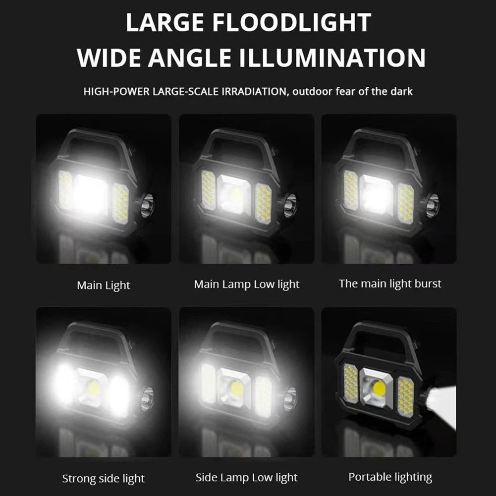 USB Rechargeable Waterproof 6 Gear COB/LED Flashlight Torch Light Portable Powerful Lantern Solar Light For Home Camping Hiking