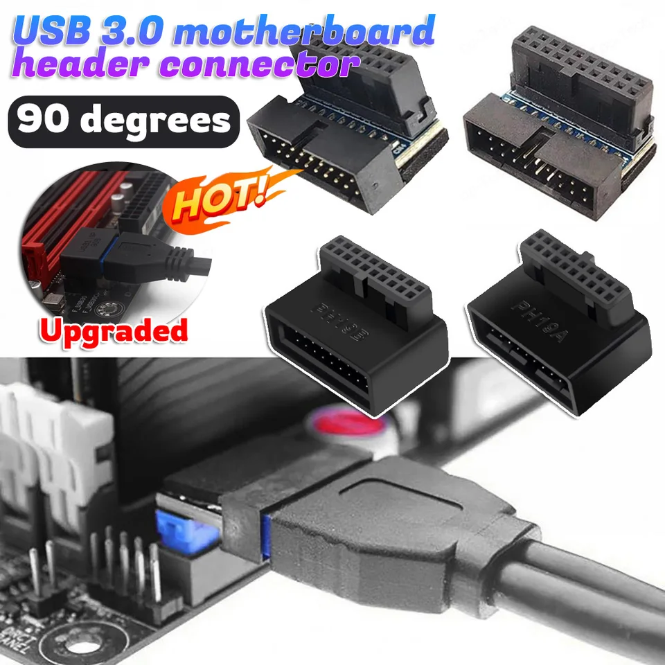 Adattatore USB 3.0 A 90 Gradi | Maschio-Femmina | Per Schede Madre 19/20 Pin | Estensione Interna PC - Foto 4