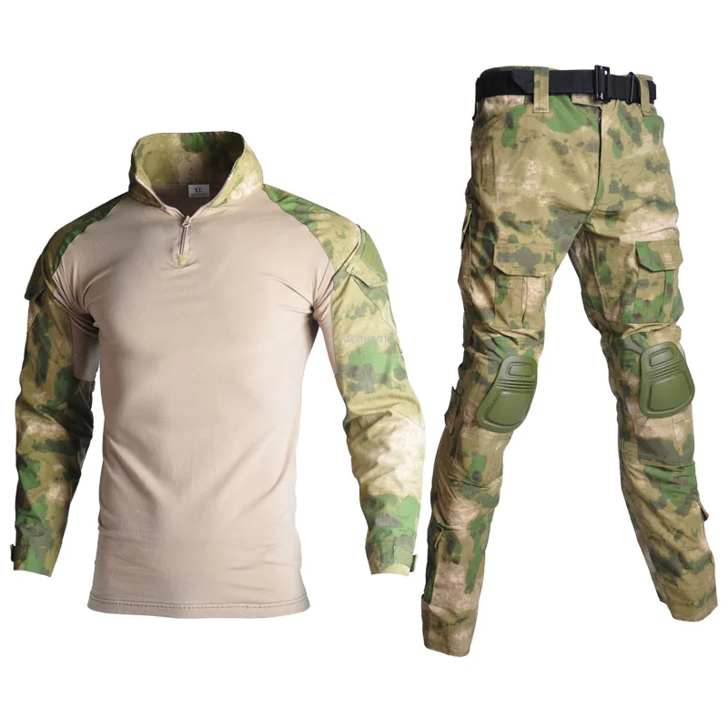 Camouflage Tactical Uniform Hunting Shirts Pants with Elbow Knee Pads