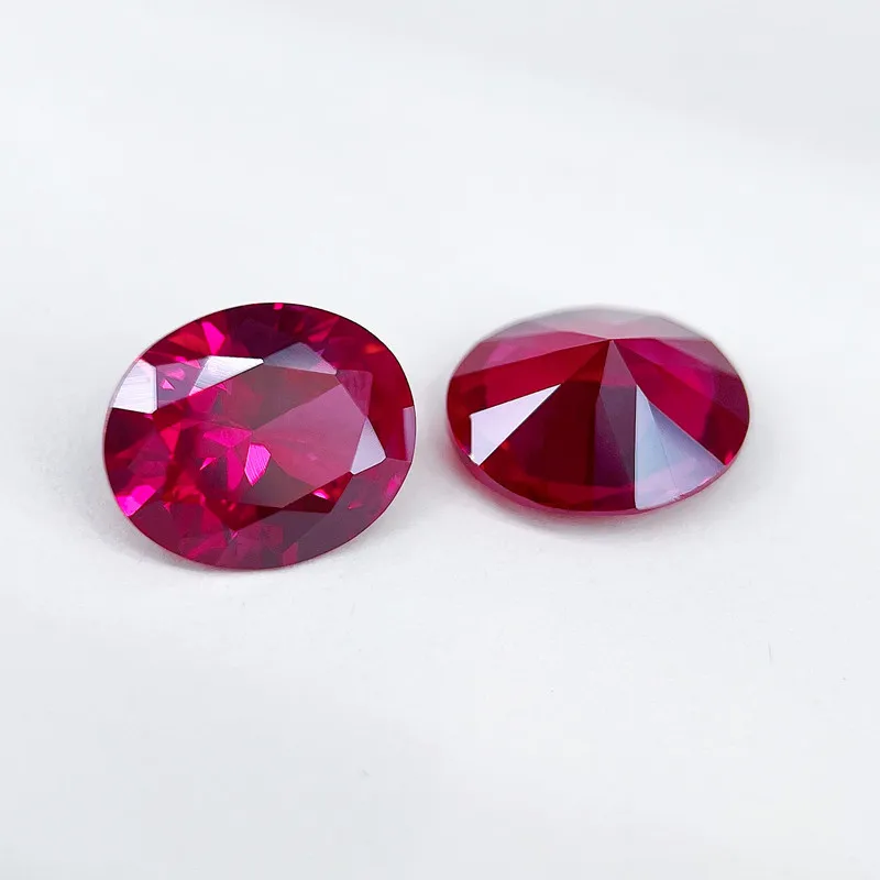 2 PCS Ruby Pretty Gem Passed UV Test 13&times;18mm Oval Cut VVS Loose Gemstone for Jewelry Making DIY Pendant Ring Gem
