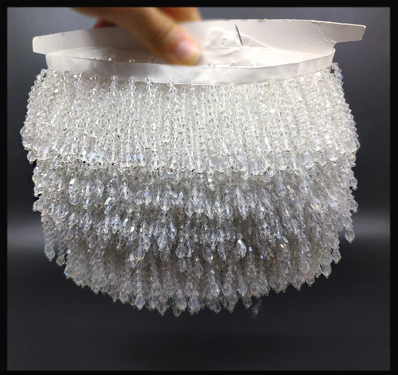 Crystal Pendant Beaded Fringe Lace for lace garment accessories,lace decoration,lace accessories,lace sewing accessories,clothing accessories 1yard price DIY Clothes Stage Dress Home Curtain Headwear Decorative Accessories