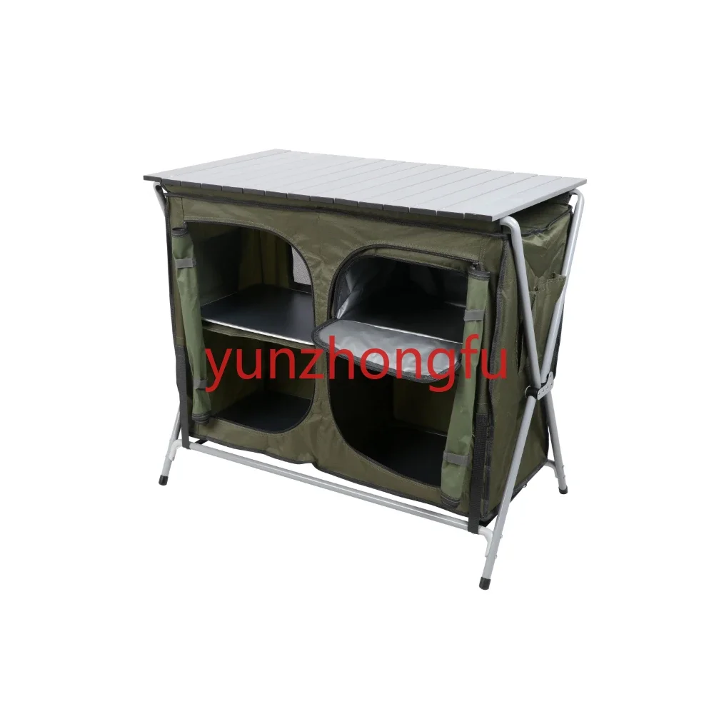 

Outdoor Table Quick and Easy To Assemble Two-shelf Deluxe Cupboard Lets a Durable Aluminum Roll-top Gray,Double Camping