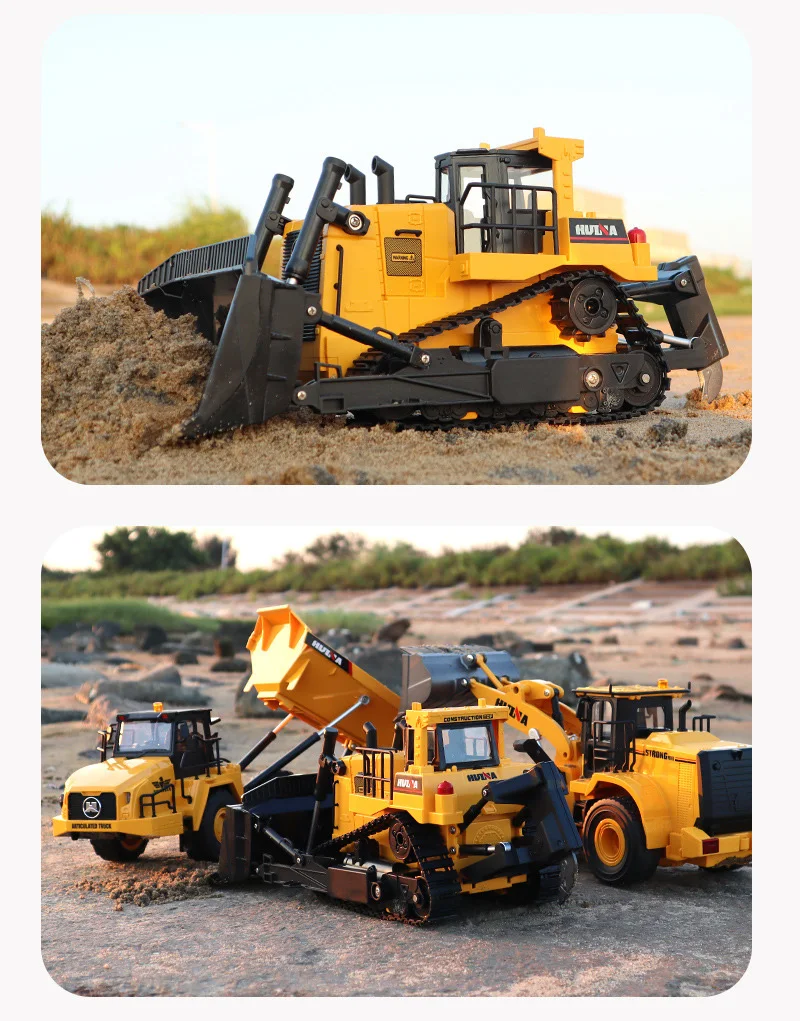 HUINA 554 Car Toys 1:16 RC Truck  Model Remote Controlled Bulldozer Tractor crawler Engineering Car Toys for boys kids Gift 6