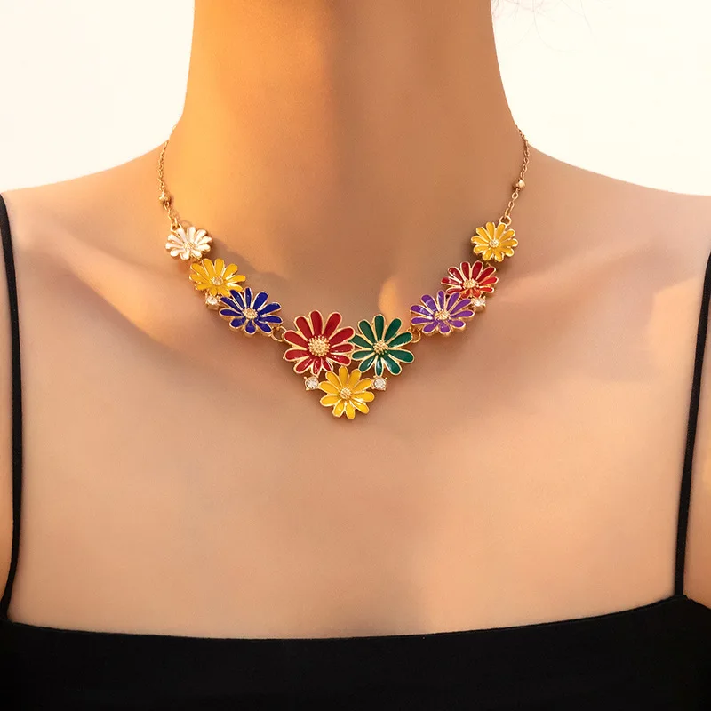 

Colorful Daisy Flower Necklace Sweet Style Women Fashion Accessories