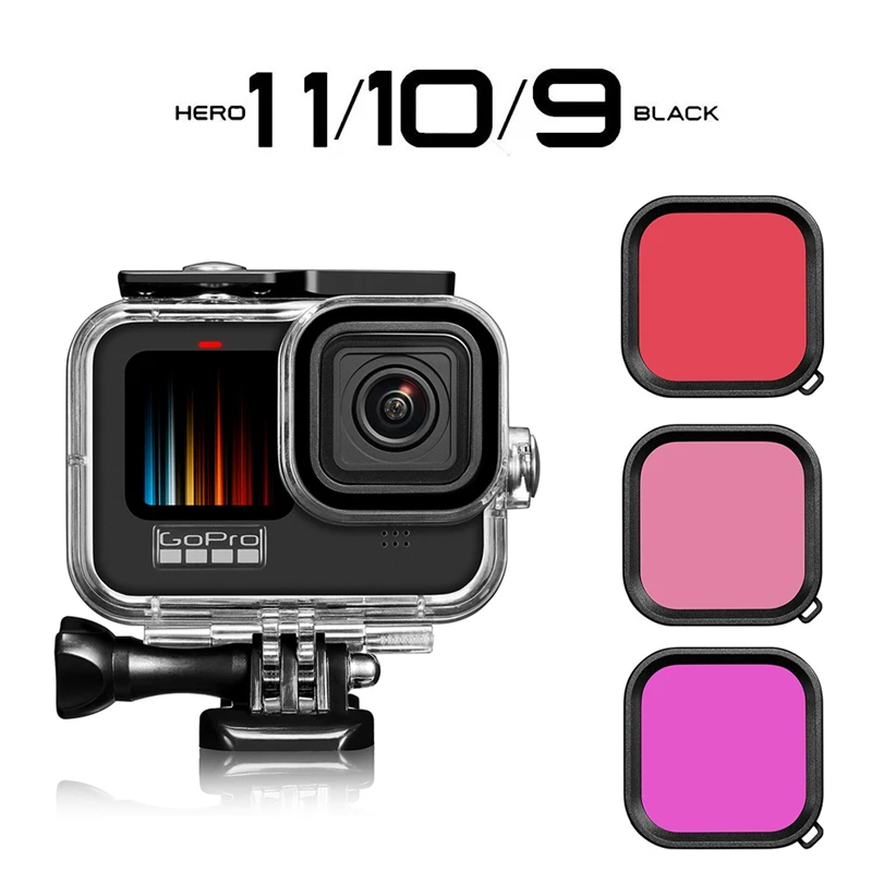 Custodia Impermeabile Da 60M Per Gopro Hero 11 10 9 Black Dive House Sports Camera Diving Filtro Protettivo A Conchiglia Per Gopro 11 Mini Black