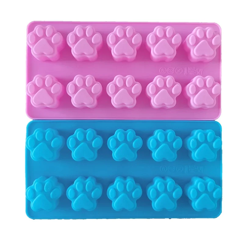 Dog Cat Paw Silicone Cake Molds 10 Cells For Biscuit Jelly Baking Pan Ice Tray Suitable For Making Mousse, Cake, Pastry, Jelly silicone mold
