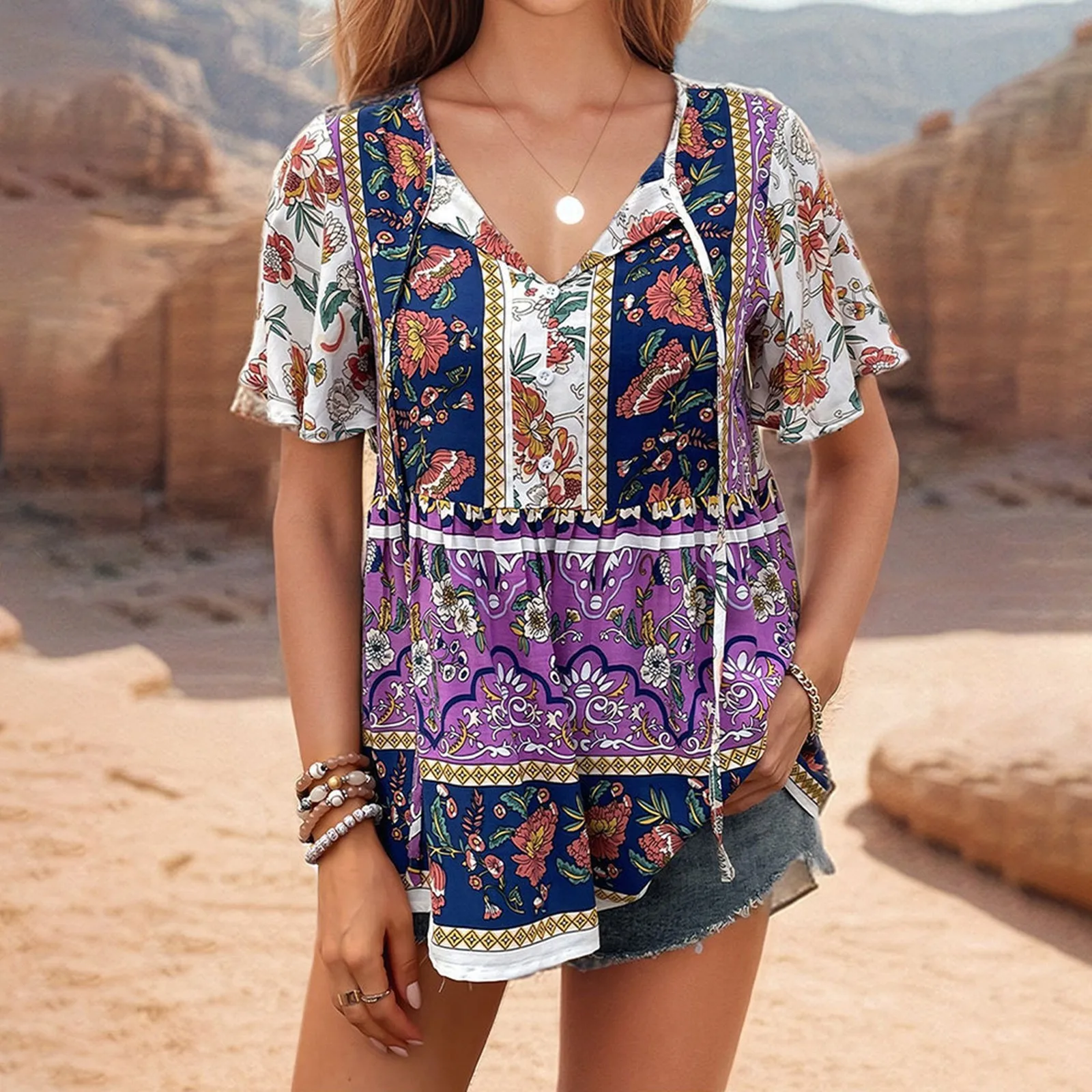 Nadine | Vintage Bohemian Floral Print Women's T-Shirt main image 0