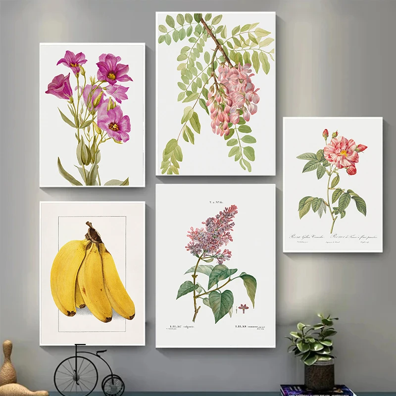 Vintage Lemon Mulberry Olive Yucca Rose Botanical Poster Canvas Painting Wall Art Picture For Room Office Nursery Decor Gifts