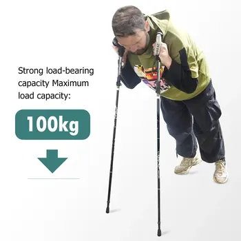 WESTTUNE Outdoor Fold Trekking Pole 5-Section Collapsible Telescopic Stick Camping Lightweight Walking Hiking Climbing Stick 5