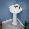22" Corner Pedestal Bathroom Sink in White, with Overflow and Pre-Drilled 4" Centerset Faucet Holes  Porcelain Scratch 2