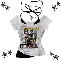 Gorillaz t-shirt femme confortable hip hop années 2000 université t-shirt à la mode années 2000 anime psychédélique esthétique 3